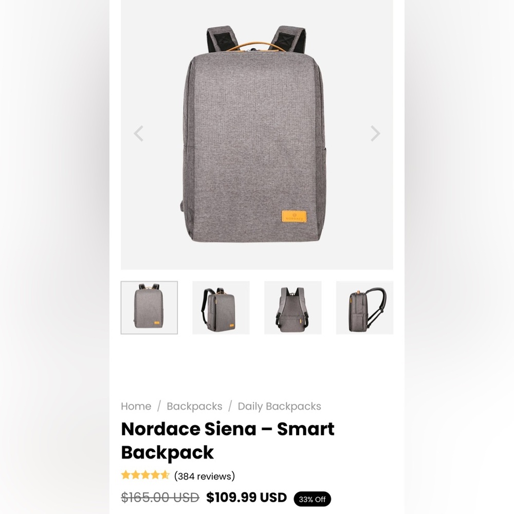 Nordace Siena smart backpack gray
